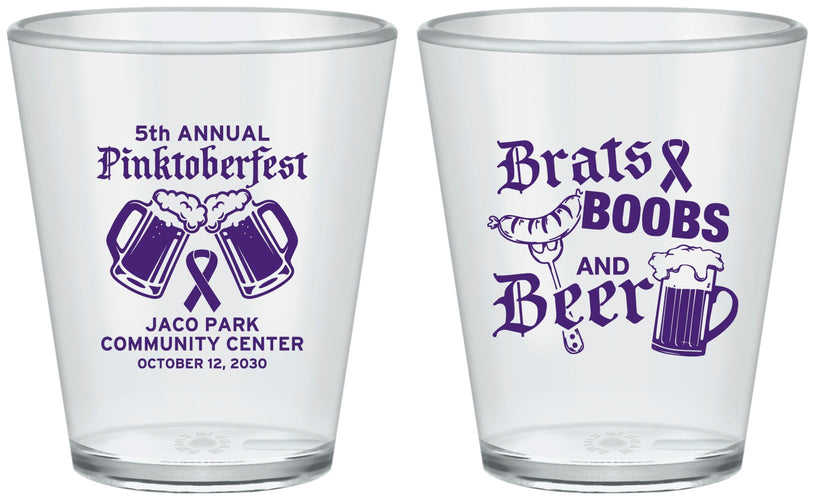 Custom Awareness Plastic Shot Glasses - Brats Boobs Beer | 230012