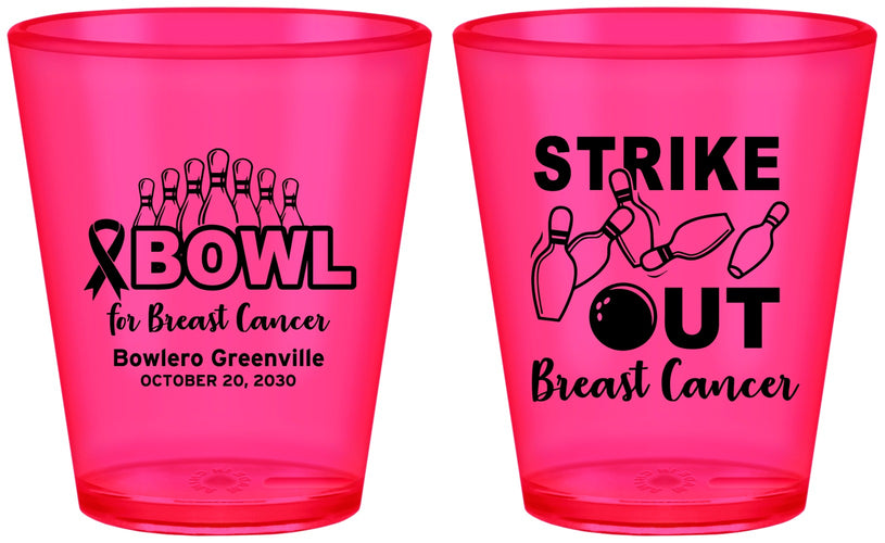 Custom Awareness Plastic Shot Glasses - Bowling Strike Out | 230015