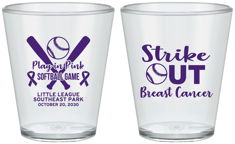 Custom Awareness Plastic Shot Glasses - Baseball Strick Out | 230016
