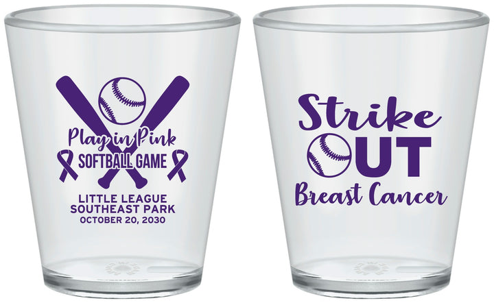 Custom Awareness Plastic Shot Glasses - Baseball Strick Out | 230016