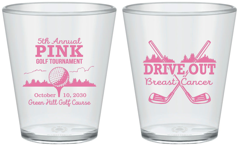 Custom Awareness Plastic Shot Glasses - Gold Drive Out | 230017