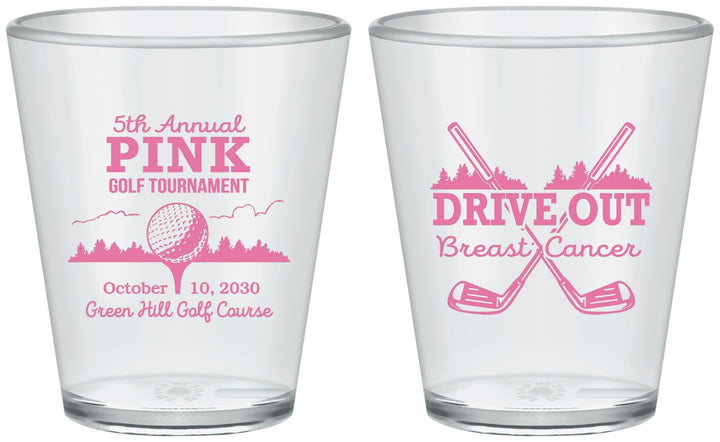 Custom Awareness Plastic Shot Glasses - Gold Drive Out | 230017
