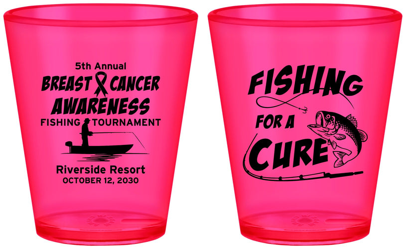 Custom Awareness Plastic Shot Glasses - Fishing For A Cure | 230018