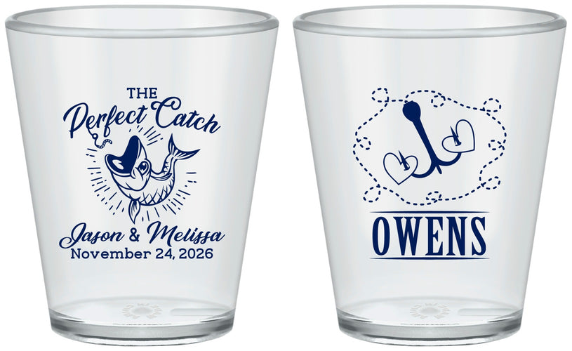 Custom Wedding Plastic Shot Glasses - The Perfect Catch | 232