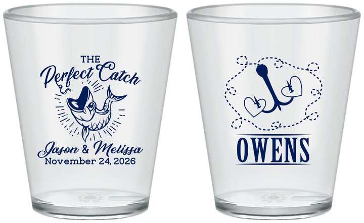 Custom Wedding Plastic Shot Glasses - The Perfect Catch | 232