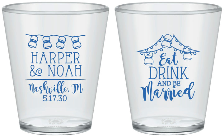 Custom Wedding Plastic Shot Glasses - Eat Drink Be Married | 235