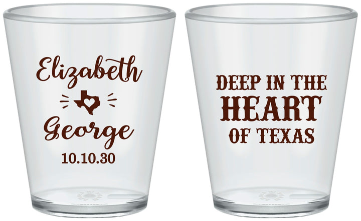 Custom Wedding Plastic Shot Glasses - Deep In The Heart Of Texas | 237