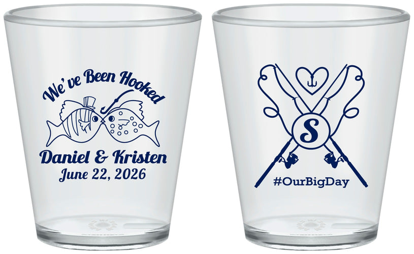 Custom Wedding Plastic Shot Glasses - Been Hooked Fishing | 238