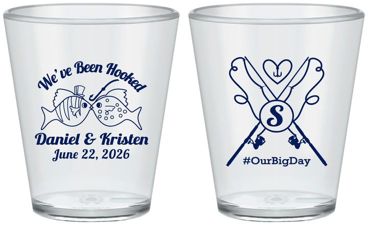 Custom Wedding Plastic Shot Glasses - Been Hooked Fishing | 238
