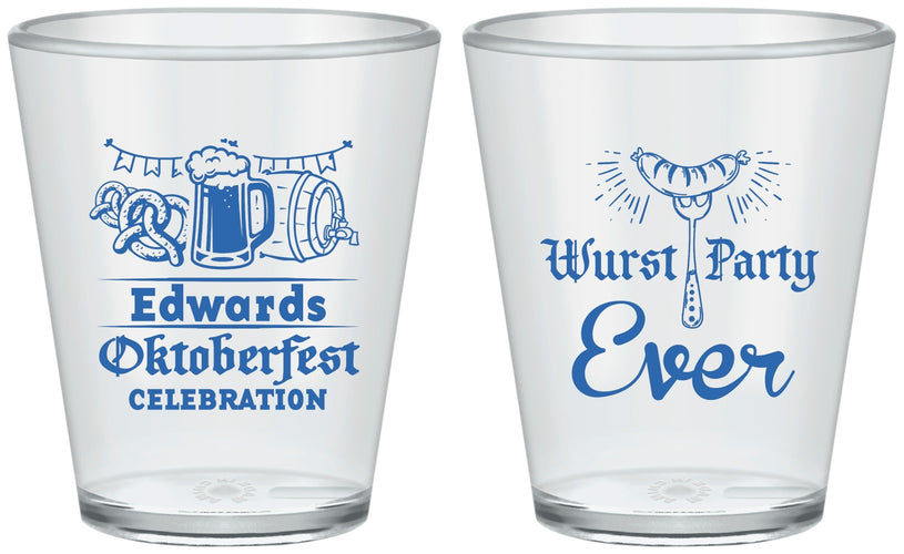 Custom Oktoberfest Plastic Shot Glasses - Wurst Party Ever | 240008