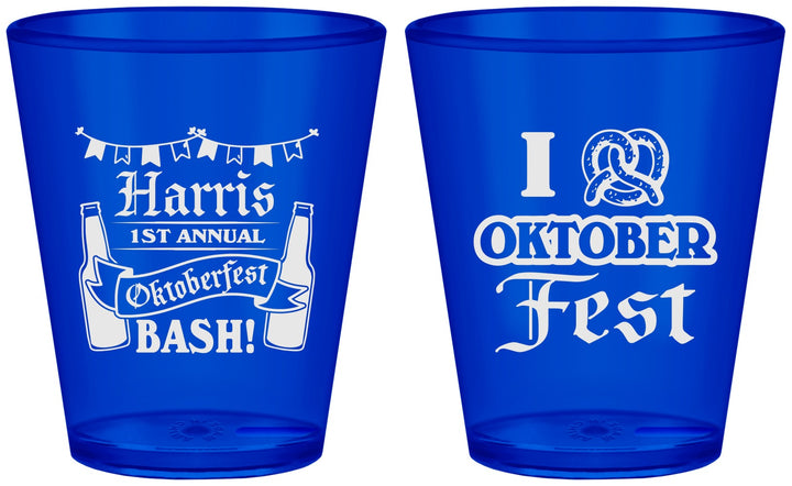 Custom Oktoberfest Plastic Shot Glasses - Pretzel | 240009