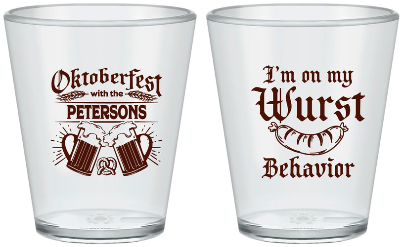 Custom Oktoberfest Plastic Shot Glasses - Wurst Behavior | 240010