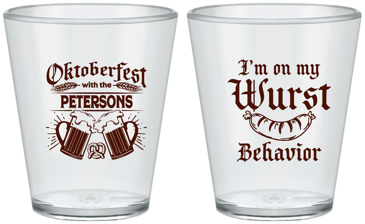 Custom Oktoberfest Plastic Shot Glasses - Wurst Behavior | 240010