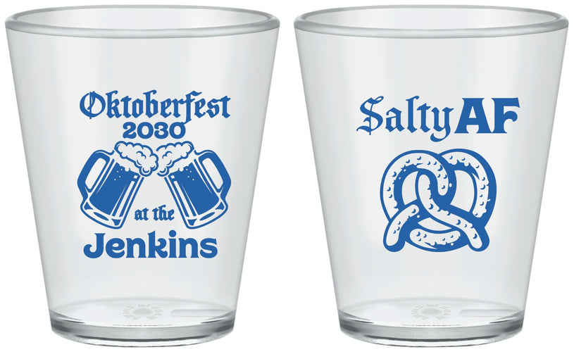 Custom Oktoberfest Plastic Shot Glasses - Pretzel Salty Af | 240015