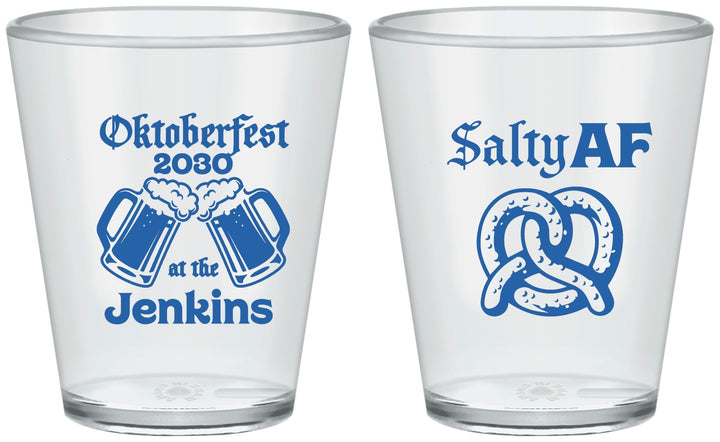 Custom Oktoberfest Plastic Shot Glasses - Pretzel Salty Af | 240015
