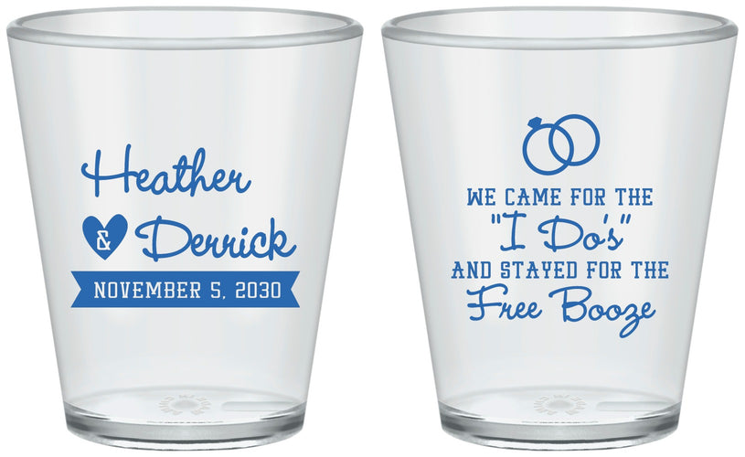 Custom Wedding Plastic Shot Glasses - I Do Free Booze | 243