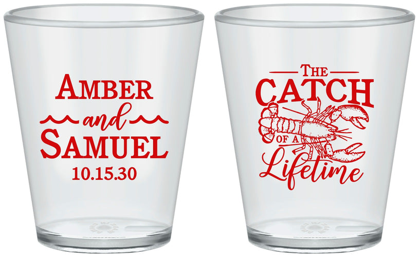 Custom Wedding Plastic Shot Glasses - Catch Of A Lifetime Lobster | 245