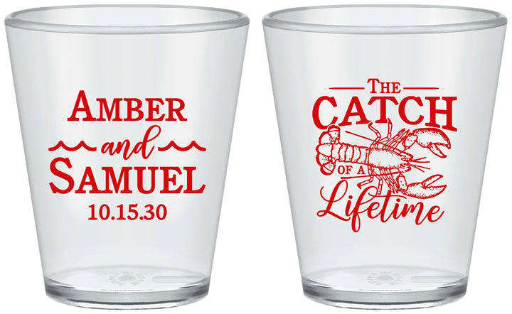 Custom Wedding Plastic Shot Glasses - Catch Of A Lifetime Lobster | 245