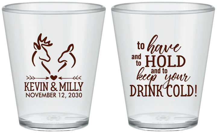 Custom Wedding Plastic Shot Glasses - To Have And To Hold | 250
