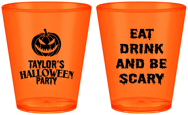 Custom Halloween Plastic Shot Glasses - Scary Pumpkin | 250008