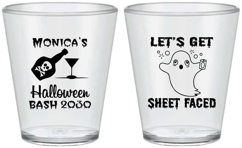 Custom Halloween Plastic Shot Glasses - Ghost Sheet Faced | 250009