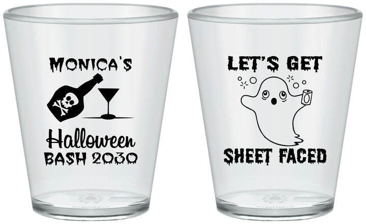 Custom Halloween Plastic Shot Glasses - Ghost Sheet Faced | 250009