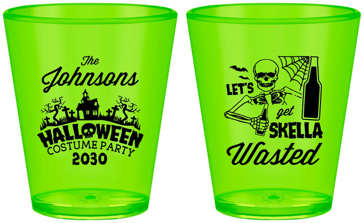 Custom Halloween Plastic Shot Glasses - Skellawasted Skeleton | 250014