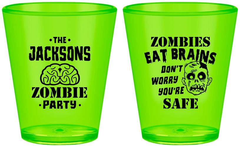 Custom Halloween Plastic Shot Glasses - Zombie Brain | 250026