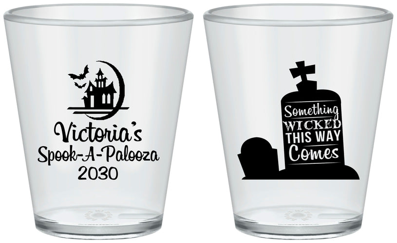 Custom Halloween Plastic Shot Glasses - Haunted House | 250031