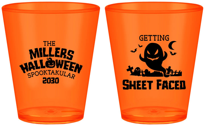 Custom Halloween Plastic Shot Glasses - Ghost Sheet Faced | 250040