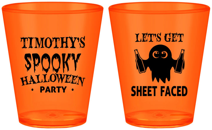 Custom Halloween Plastic Shot Glasses - Ghost Sheet Faced | 250044