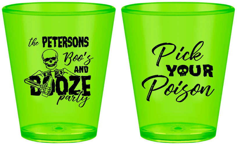 Custom Halloween Plastic Shot Glasses - Boos And Booze | 250054