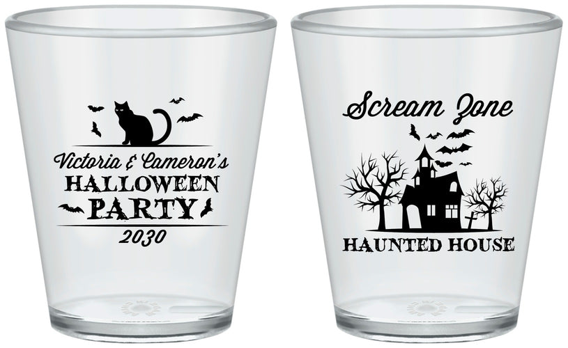 Custom Halloween Plastic Shot Glasses - Haunted House | 250071
