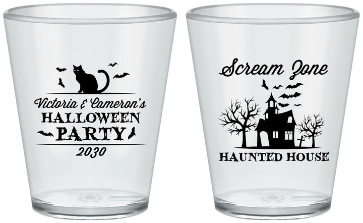 Custom Halloween Plastic Shot Glasses - Haunted House | 250071