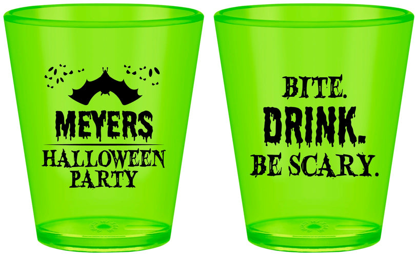 Custom Halloween Plastic Shot Glasses - Bite Drink Be Scary | 250082