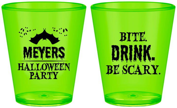 Custom Halloween Plastic Shot Glasses - Bite Drink Be Scary | 250082