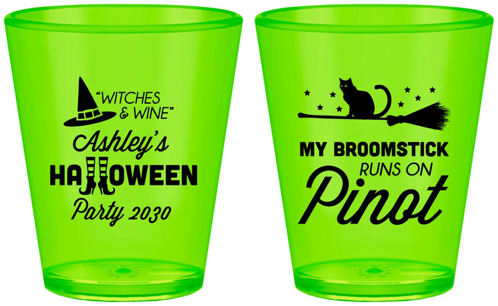 Custom Halloween Plastic Shot Glasses - Witch Broomstick | 250098