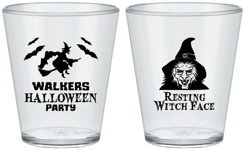 Custom Halloween Plastic Shot Glasses - Resting Witch Face | 250099