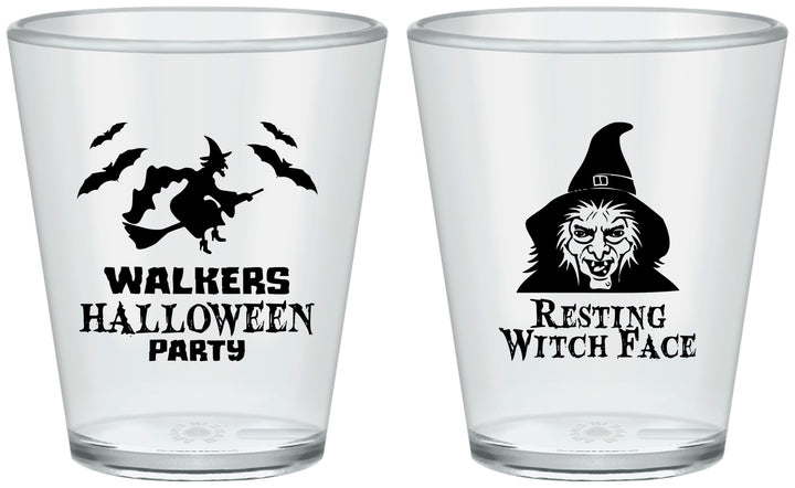 Custom Halloween Plastic Shot Glasses - Resting Witch Face | 250099