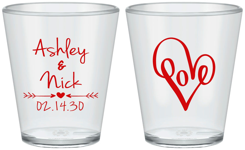 Custom Wedding Plastic Shot Glasses - Love | 252