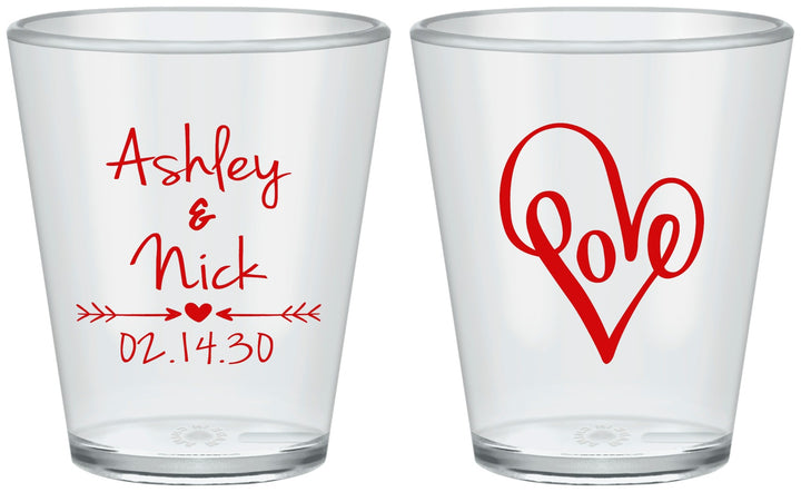 Custom Wedding Plastic Shot Glasses - Love | 252