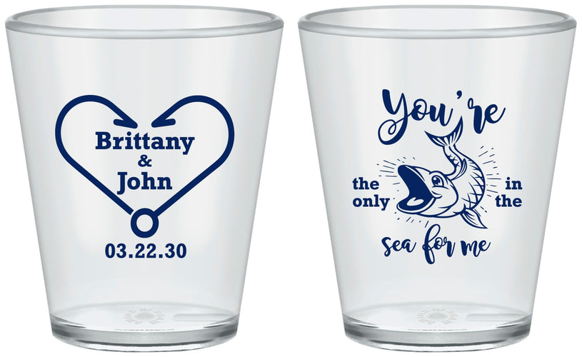 Custom Wedding Plastic Shot Glasses - Fish In The Sea For Me | 254