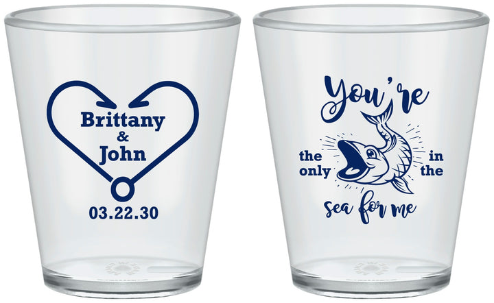 Custom Wedding Plastic Shot Glasses - Fish In The Sea For Me | 254
