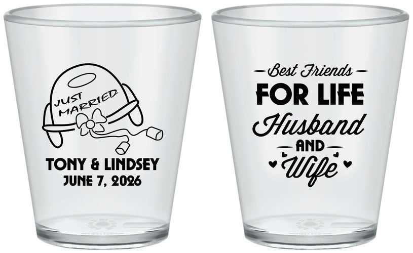 Custom Wedding Plastic Shot Glasses - Best Friends For Life | 256