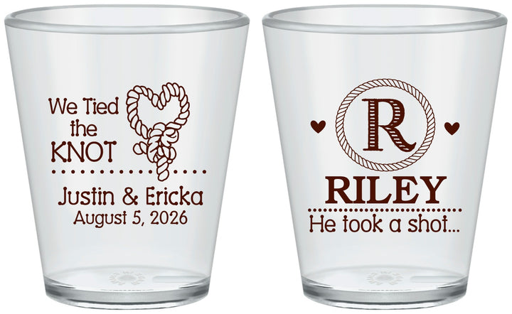 Custom Wedding Plastic Shot Glasses - We Tied The Knot | 260
