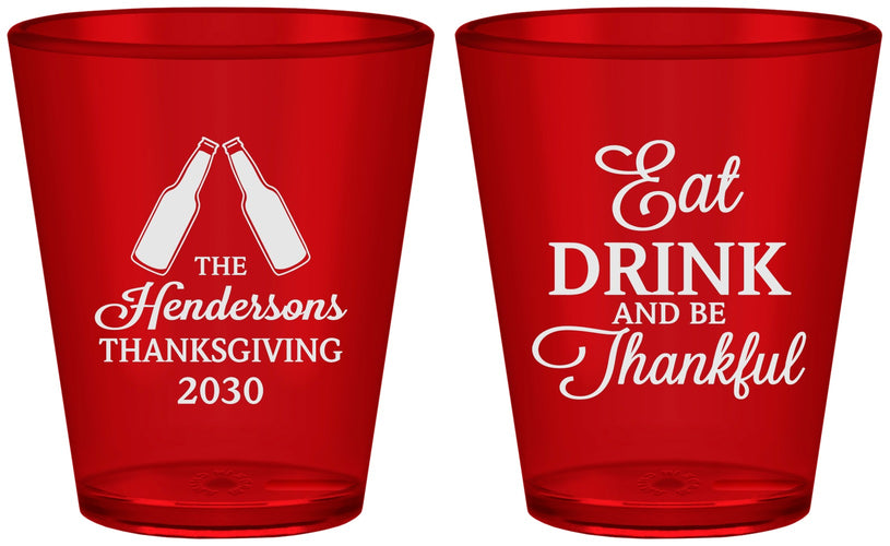 Custom Thanksgiving Plastic Shot Glasses - Eat Drink Thankful | 260001