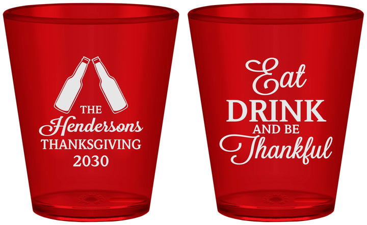 Custom Thanksgiving Plastic Shot Glasses - Eat Drink Thankful | 260001