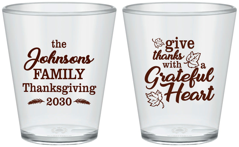 Custom Thanksgiving Plastic Shot Glasses - Grateful | 260006