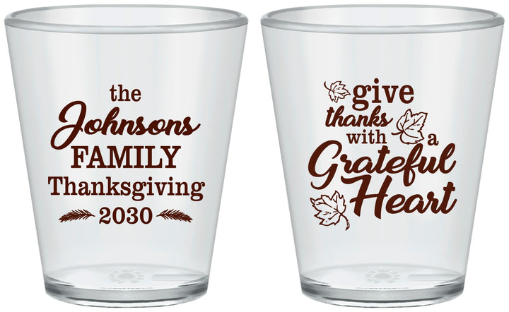 Custom Thanksgiving Plastic Shot Glasses - Grateful | 260006