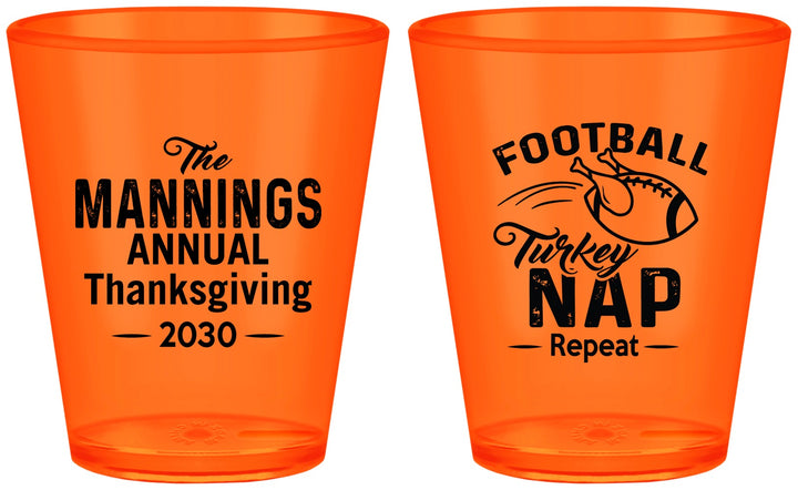 Custom Thanksgiving Plastic Shot Glasses - Football Turkey | 260012